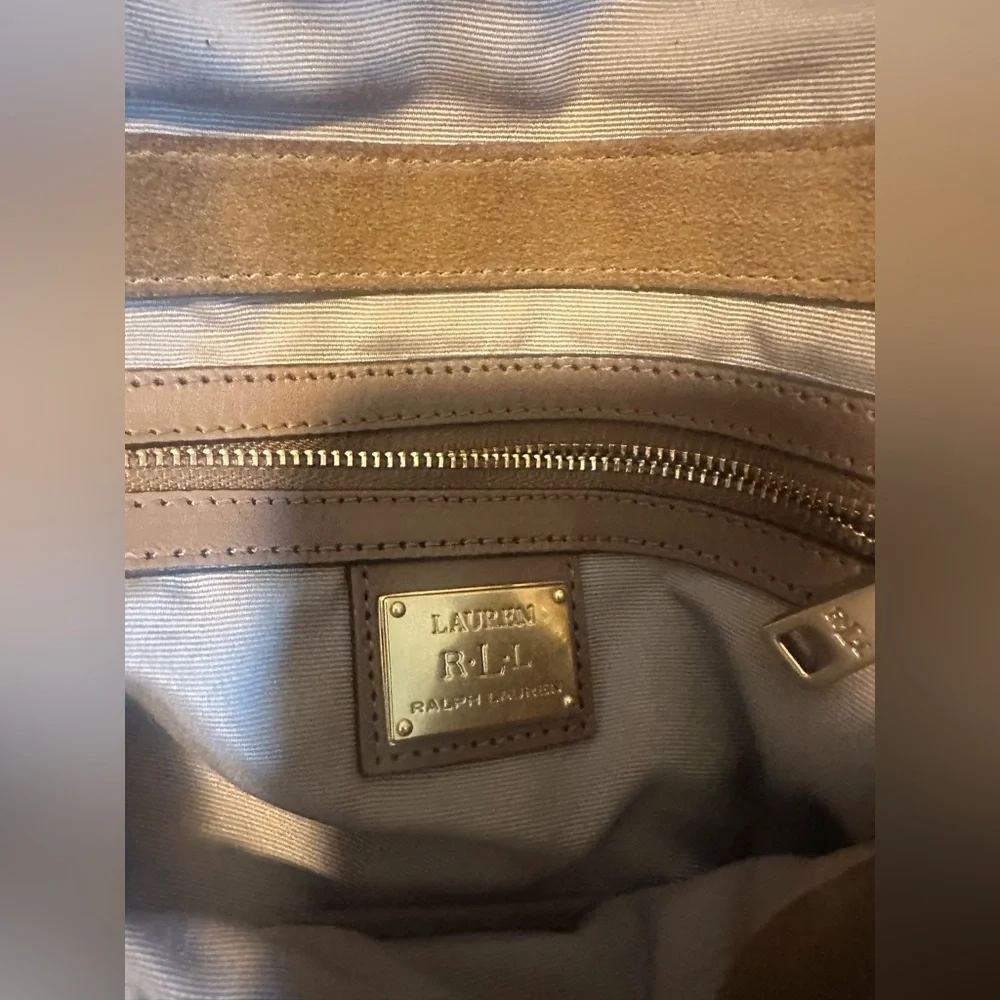 Lauren Ralph Lauren Beige Suede Fringe Shoulder Bag - Picture 7 of 10